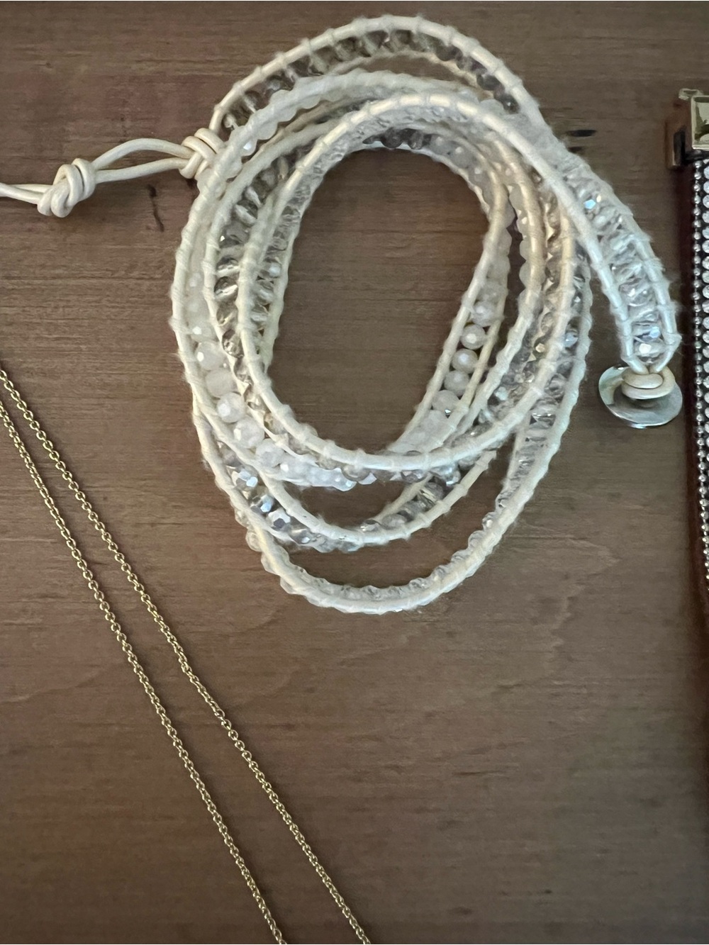 Victoria Emerson Cream and Silver Multi-Strand Wrap Bracelet